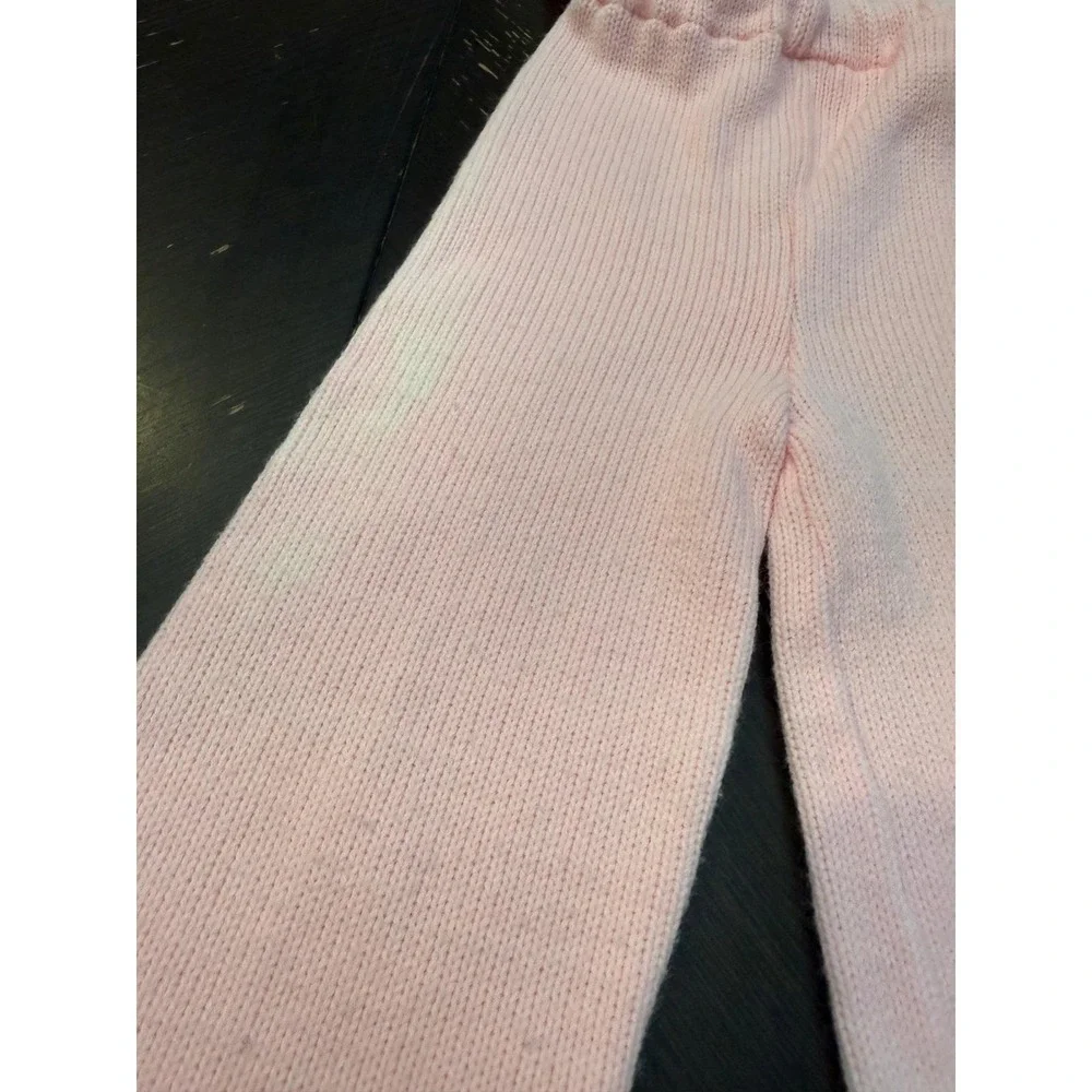 Vintage Tiny‎ Tots Original Pink White Bunny Popcorn Knit Sweater Pants Hat Set